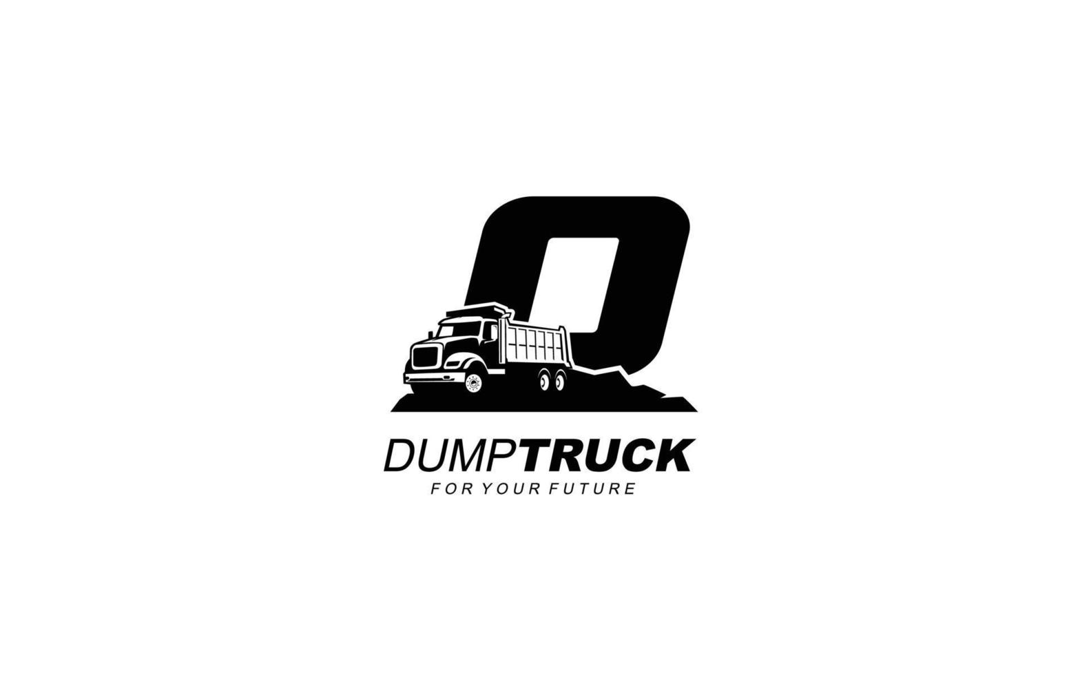 Camión volquete con logo d para empresa constructora. ilustración de vector de plantilla de equipo pesado para su marca.