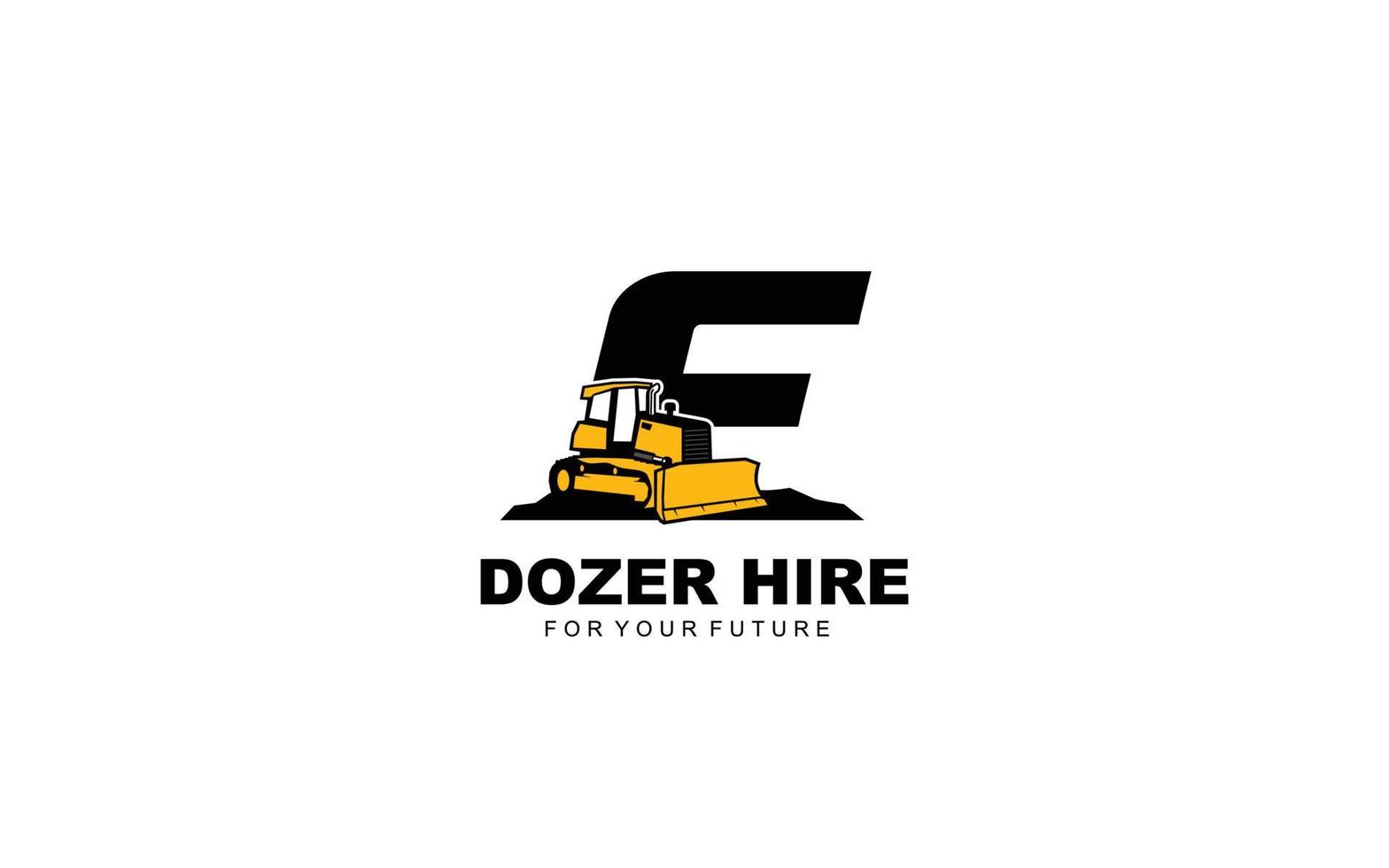 F logo DOZER for construction company. Heavy equipment template vector illustration for your brand.