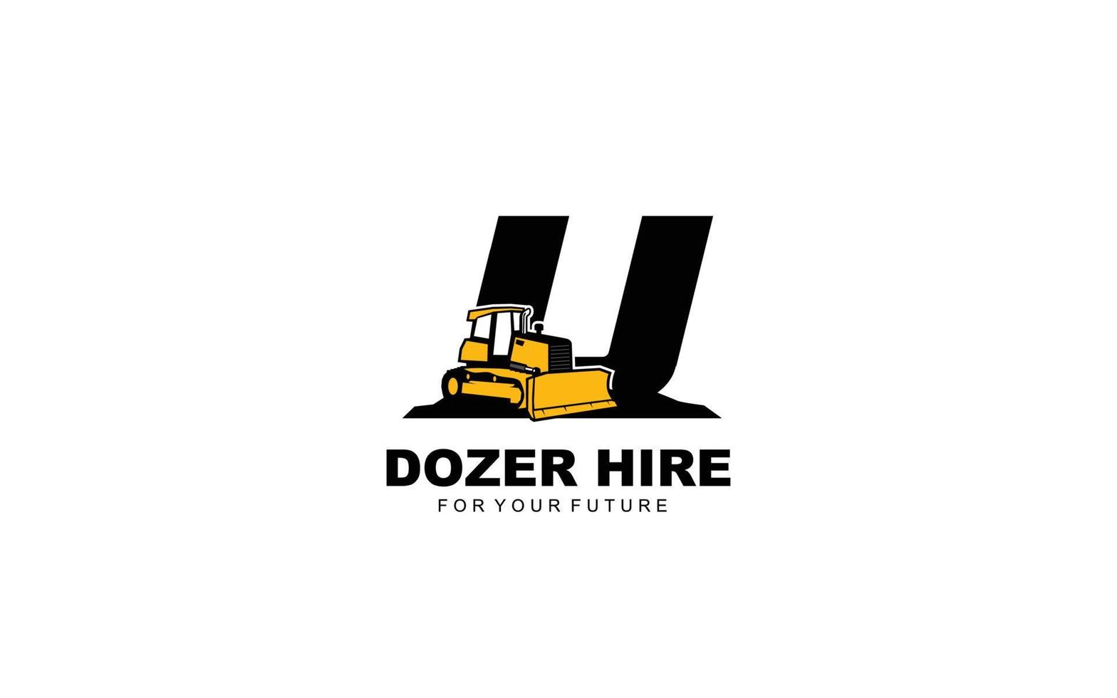 U logo DOZER for construction company. Heavy equipment template vector illustration for your brand.