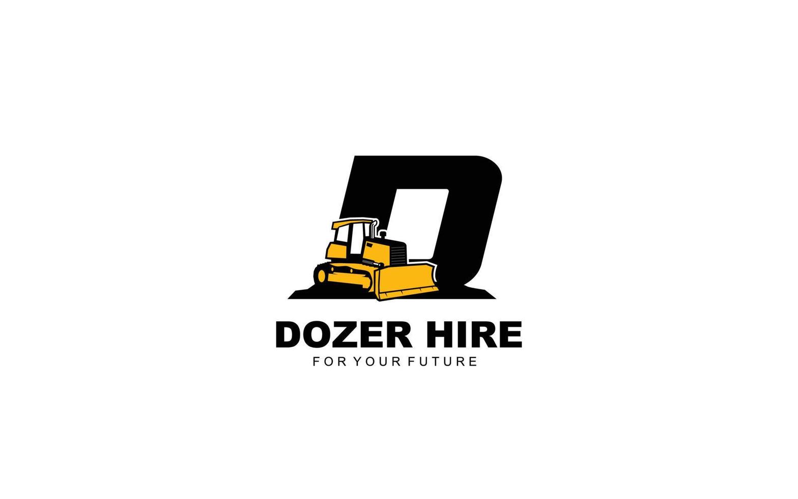 D logo DOZER for construction company. Heavy equipment template vector illustration for your brand.