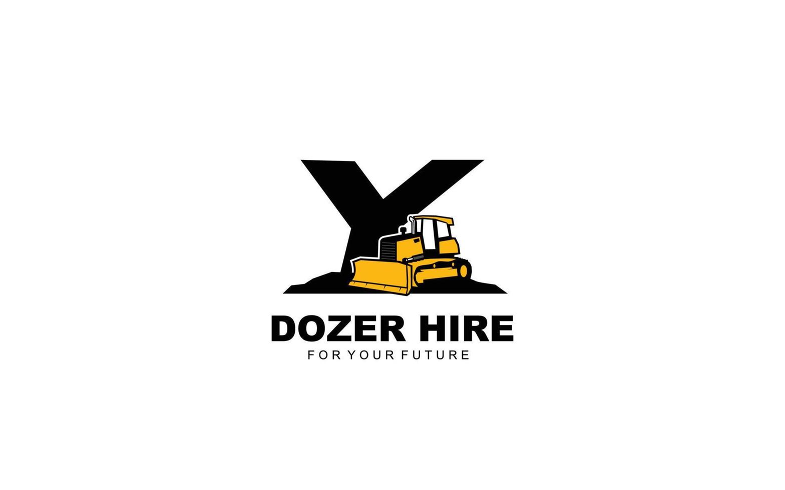 Y logo DOZER for construction company. Heavy equipment template vector illustration for your brand.