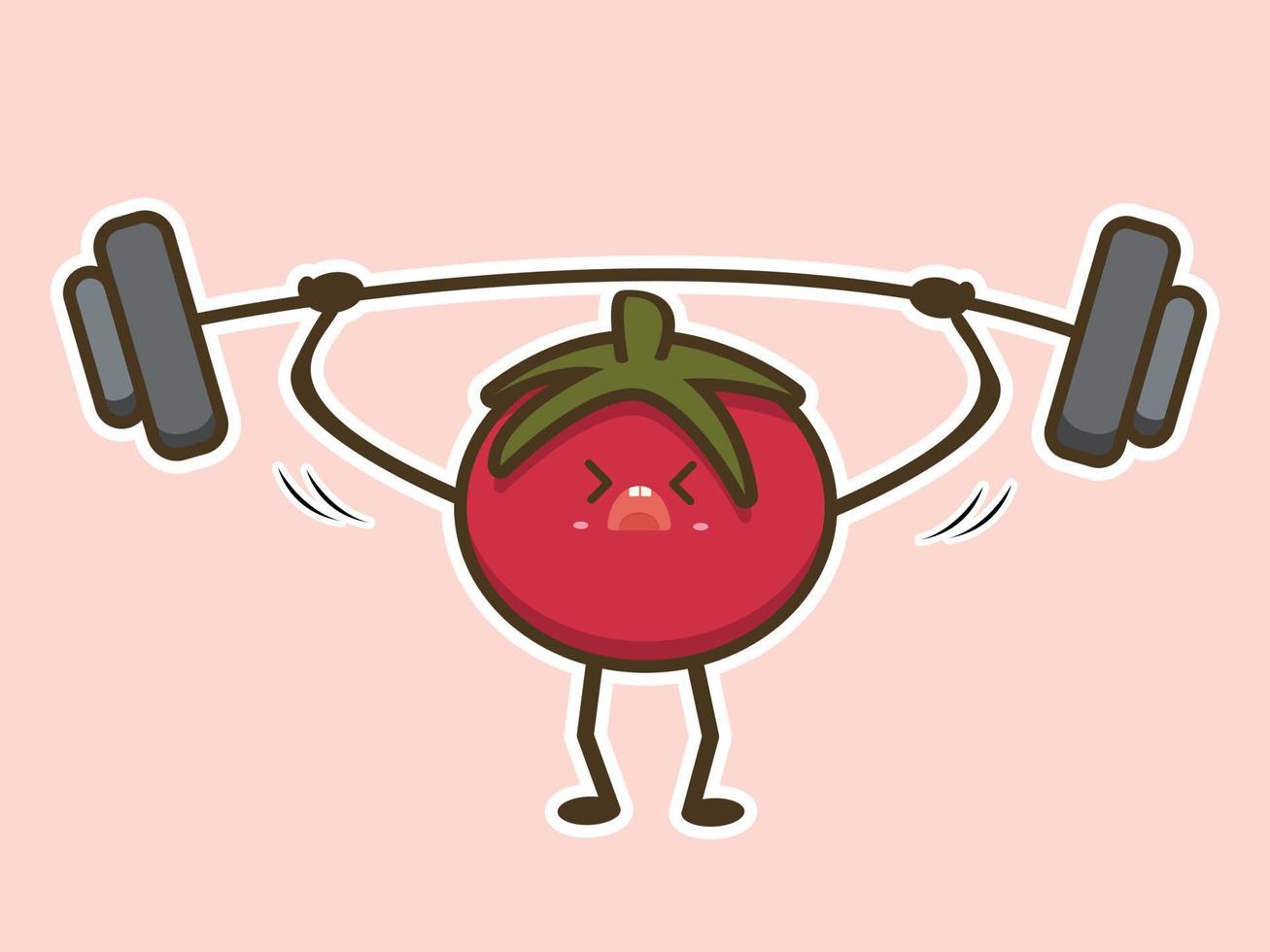 ilustración de tomate de levantamiento de peso pesado. eps 10 vector