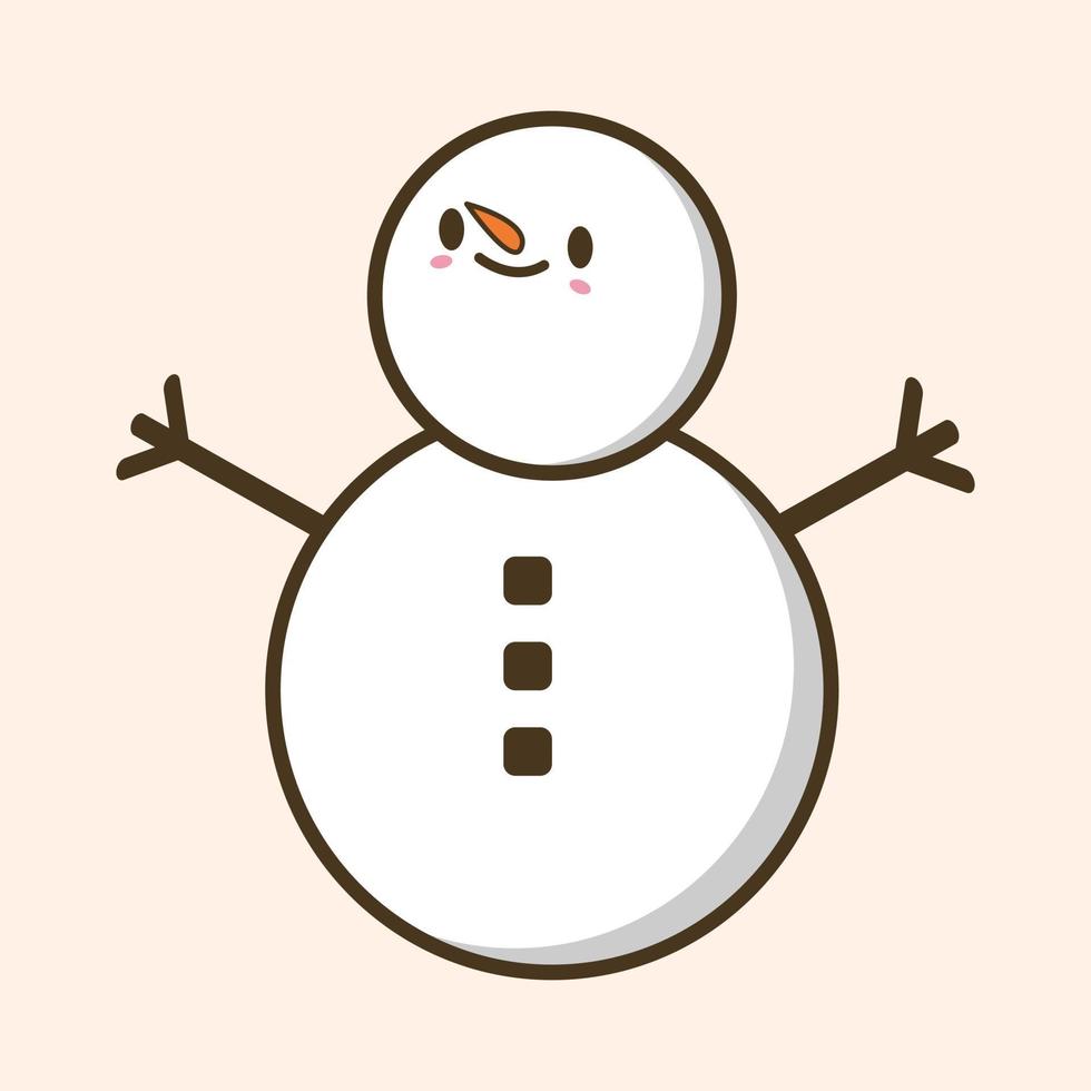 ilustración de estilo kawaii lindo muñeco de nieve vector