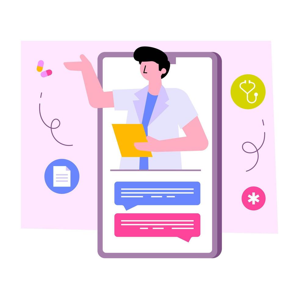 Unique design illustration of mobile doctor consultation vector
