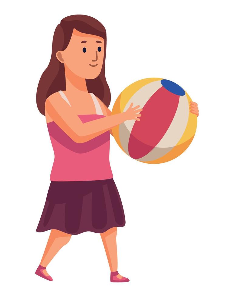 mujer viajera con globo vector