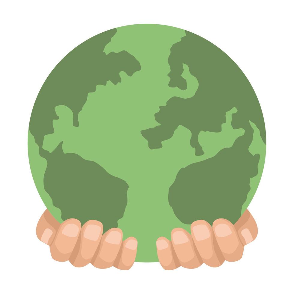 hands lifting earth planet vector