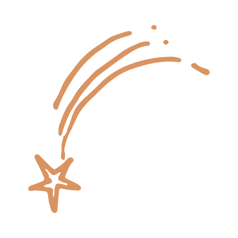 falling star in minimalist boho and vintage hand drawn illustration for design element. png