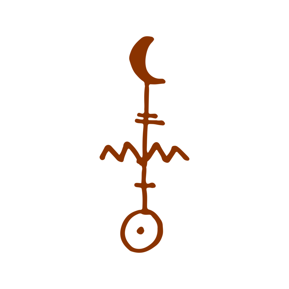 crescente em boho minimalista e ilustração desenhada à mão vintage para elemento de design. png