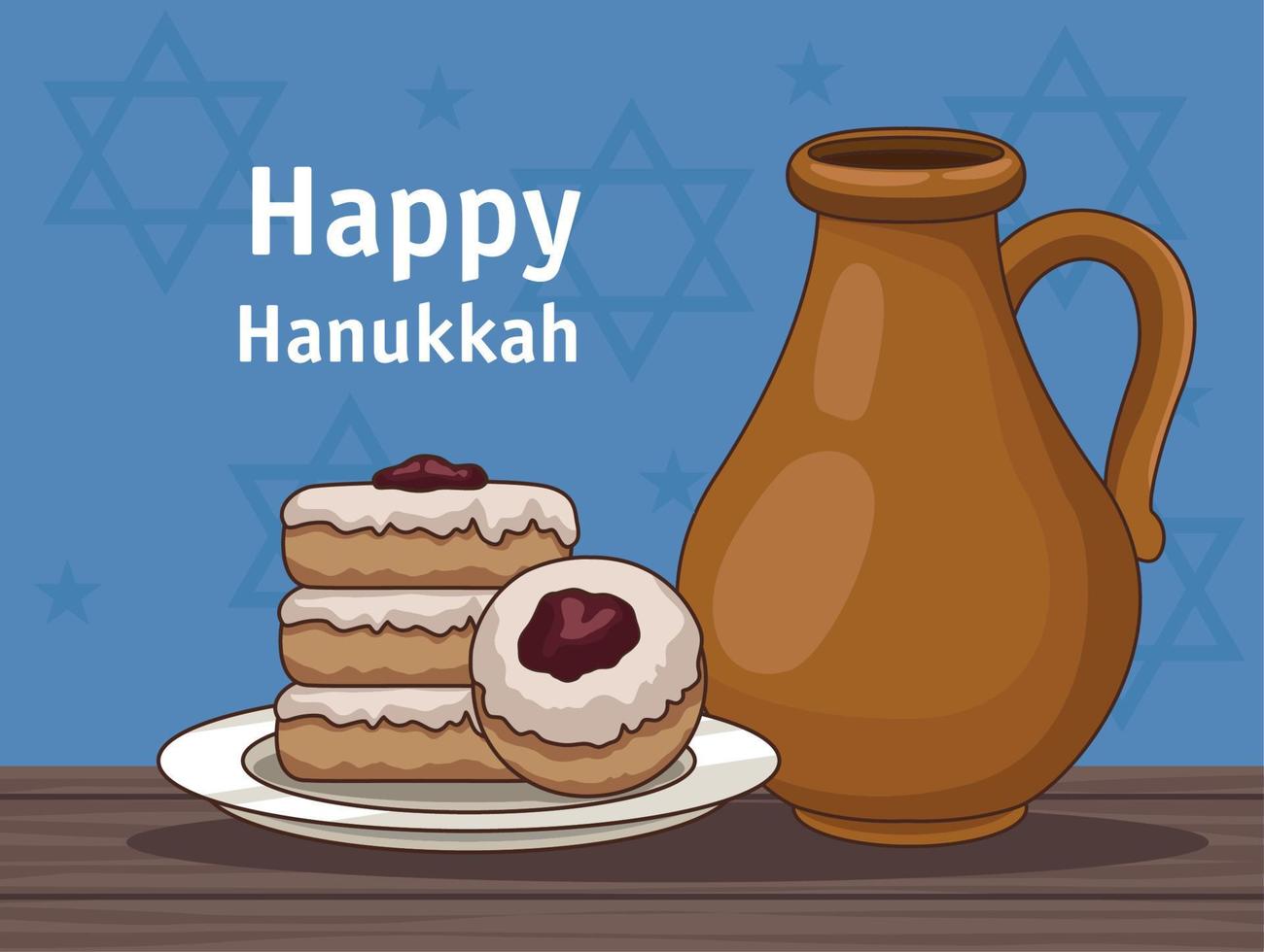 happy hanukkah lettering card vector