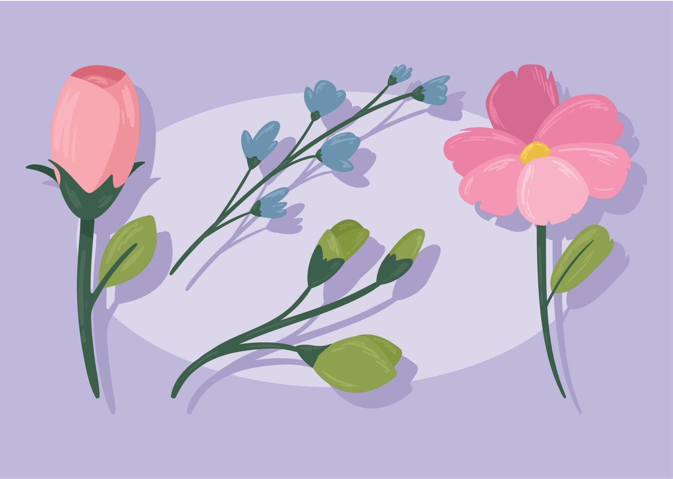 four flowers garden vector