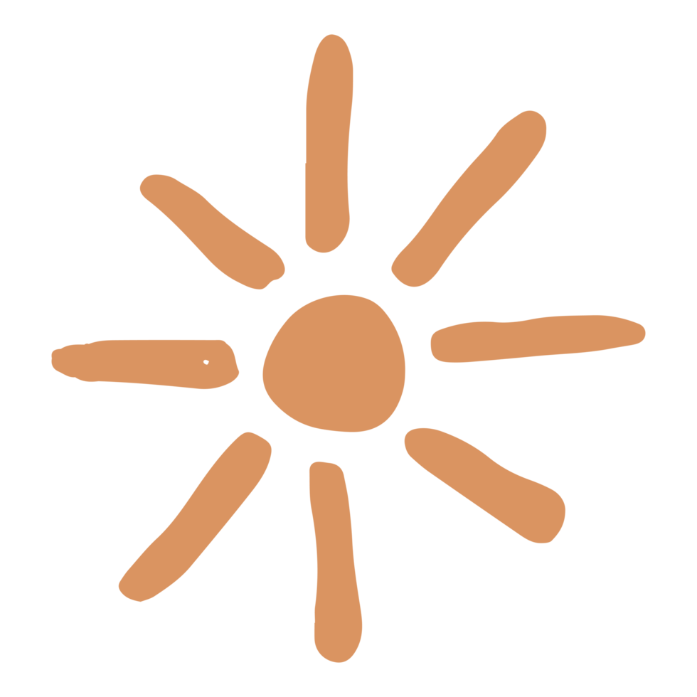 sun in minimalist boho and vintage hand drawn illustration for design element. png