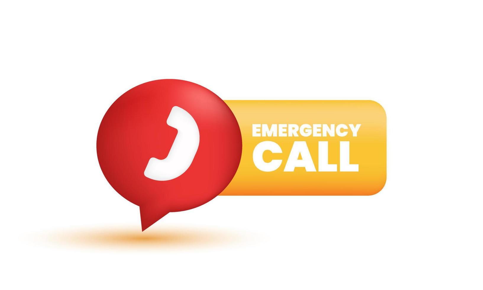 illustration icon 3d red emergency call design concept vector