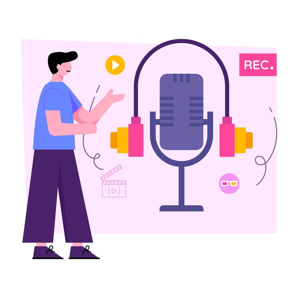 Modern design illustration of audio recording vector