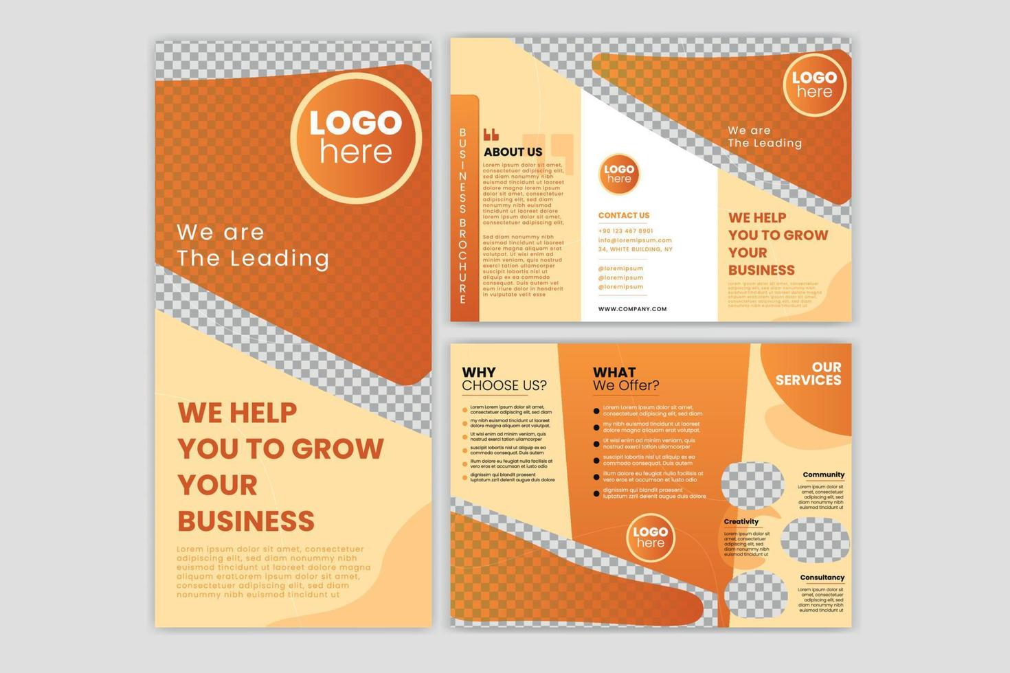 Business trifold brochure layout design template vector