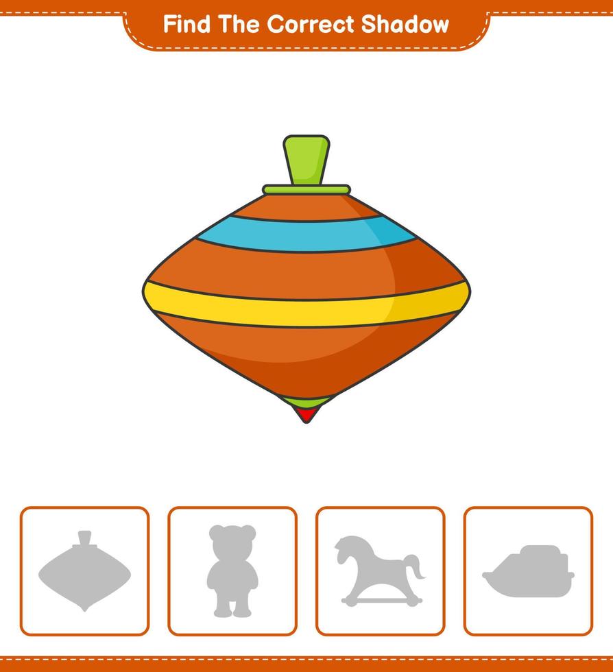 Find the correct shadow. Find and match the correct shadow of Whirligig Toy. Educational children game, printable worksheet, vector illustration