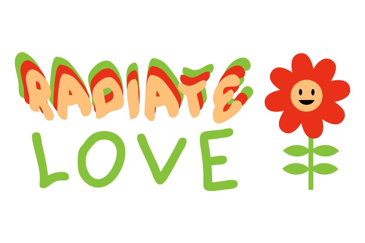 Radiate love slogan in retro style. Perfect groovy print for T-shirt, sticker, poster. vector