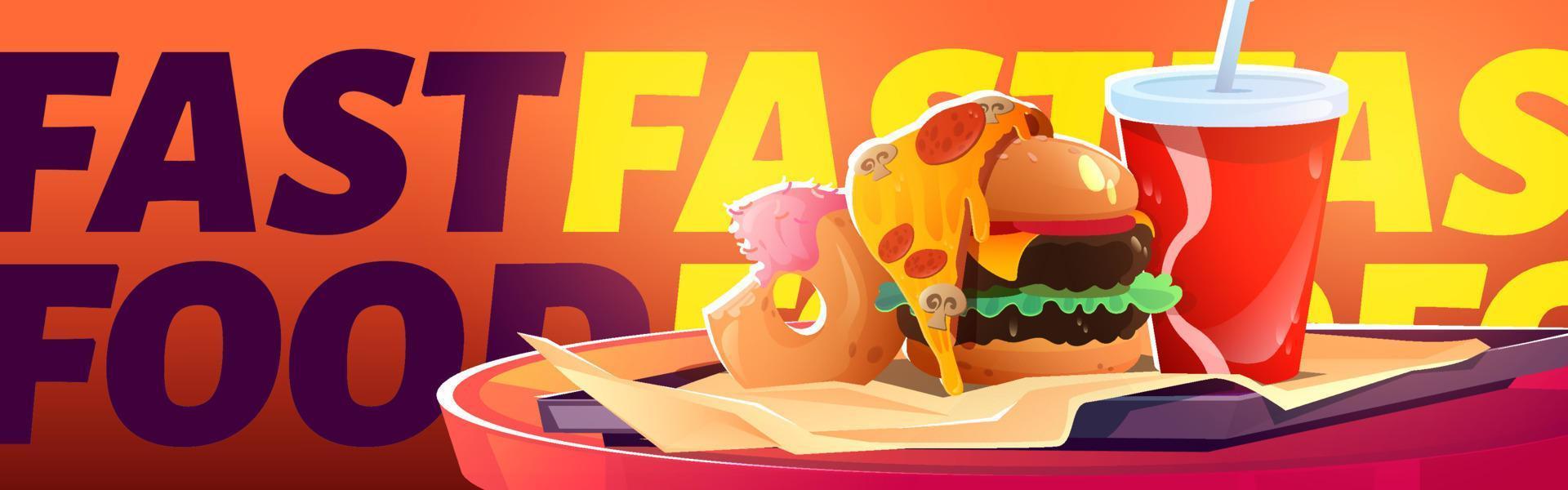 Fast food restaurant poster with burger, pizza vector