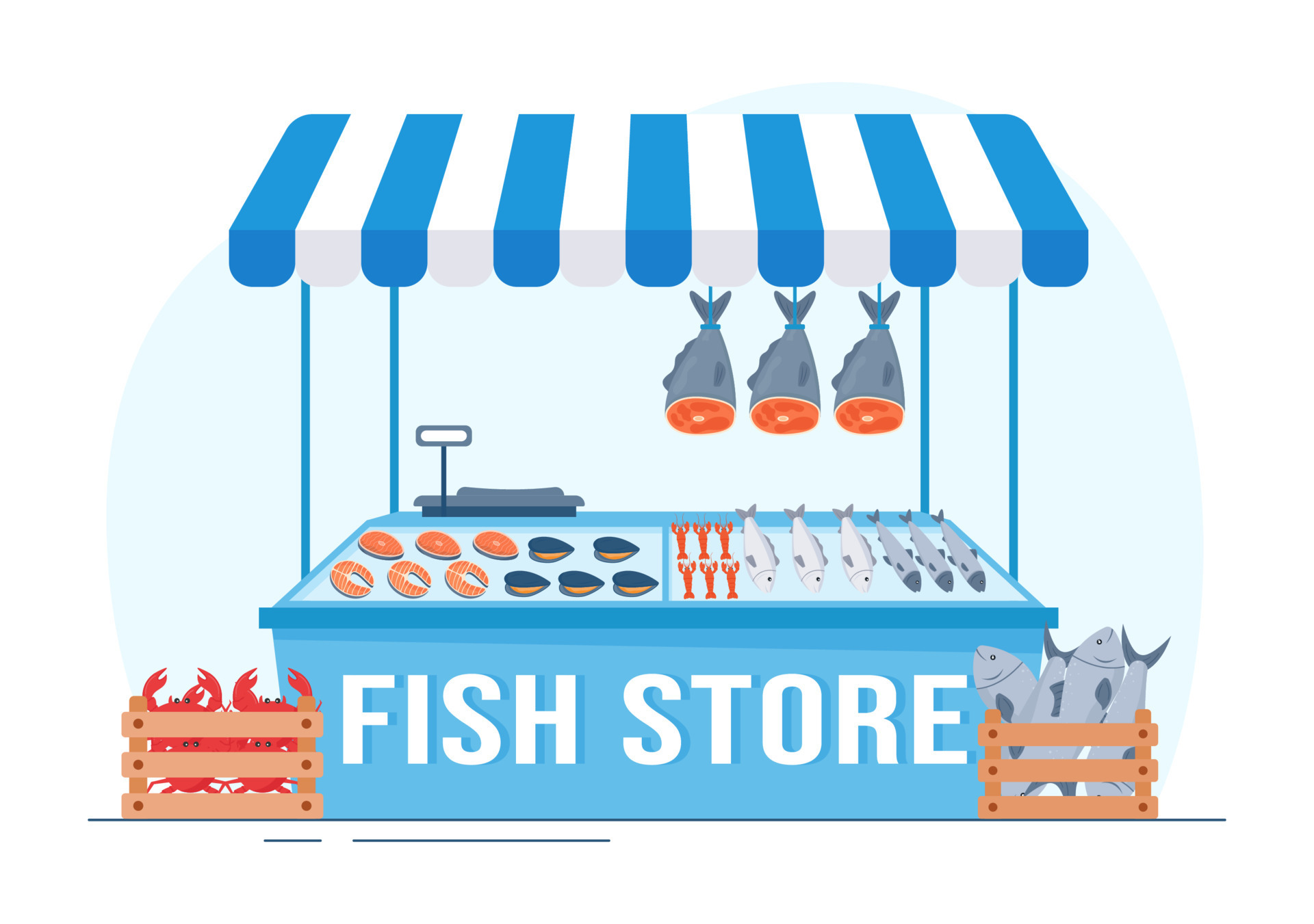 Fish Store to Market Various Fresh and Hygienic Products Seafood in