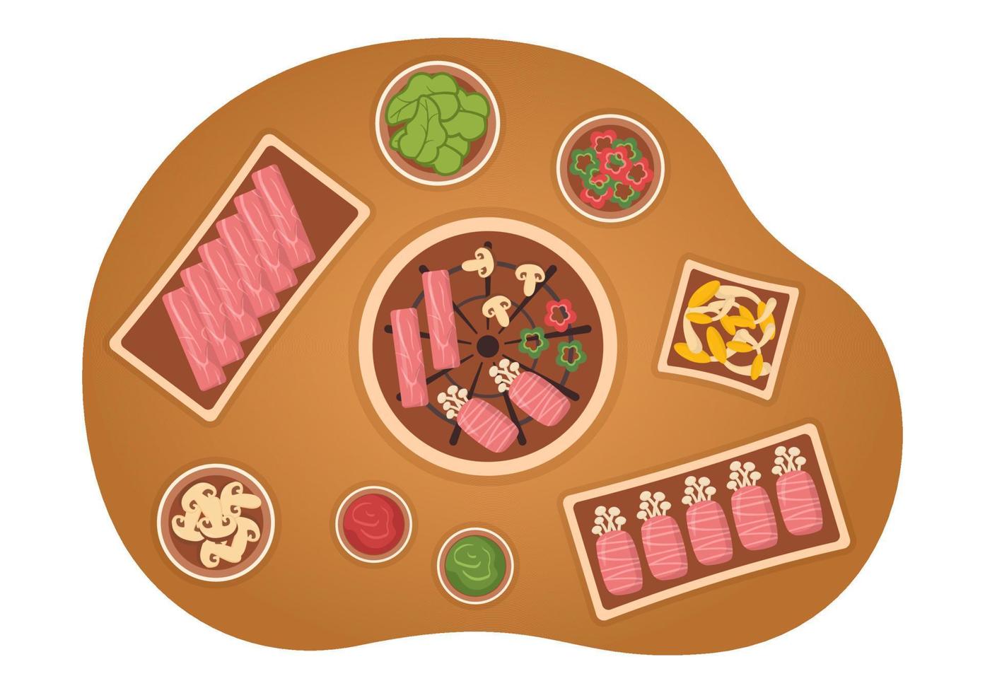 menú de comida coreana de varios platos de cocina deliciosa tradicional o nacional en ilustración de plantillas dibujadas a mano de dibujos animados planos vector