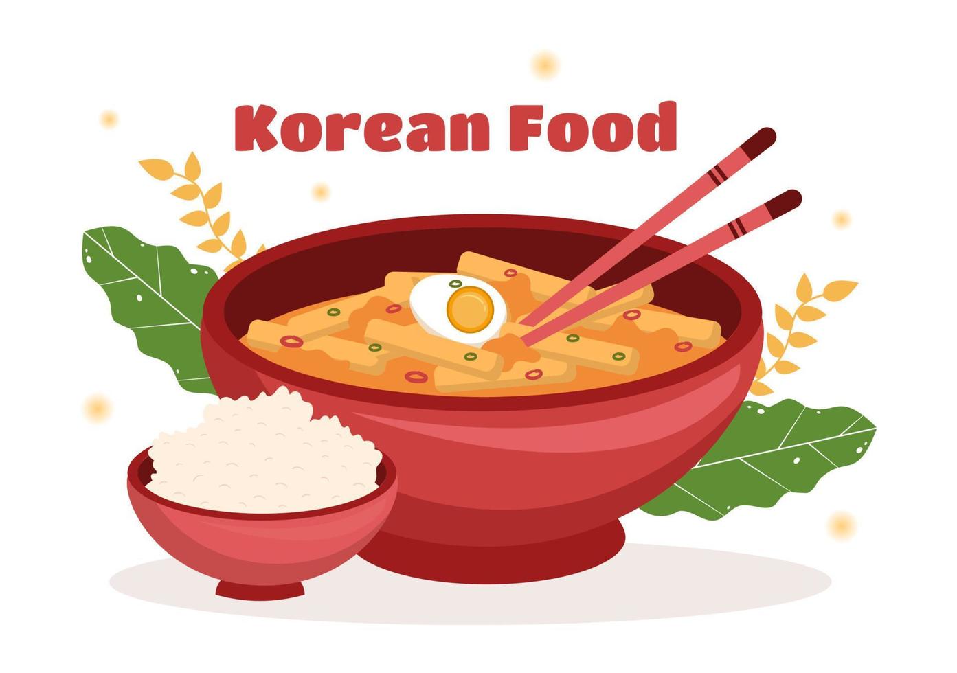 Korean Food Set Menu of Various Traditional or National Delicious Cuisine Dish in Flat Cartoon Hand Drawn Templates Illustration vector