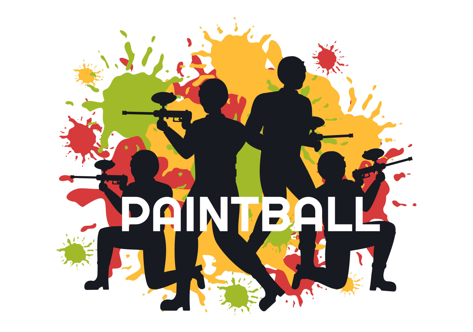 People Playing Paintball of Fighter Player Shooting with Gun Shoot, Aim