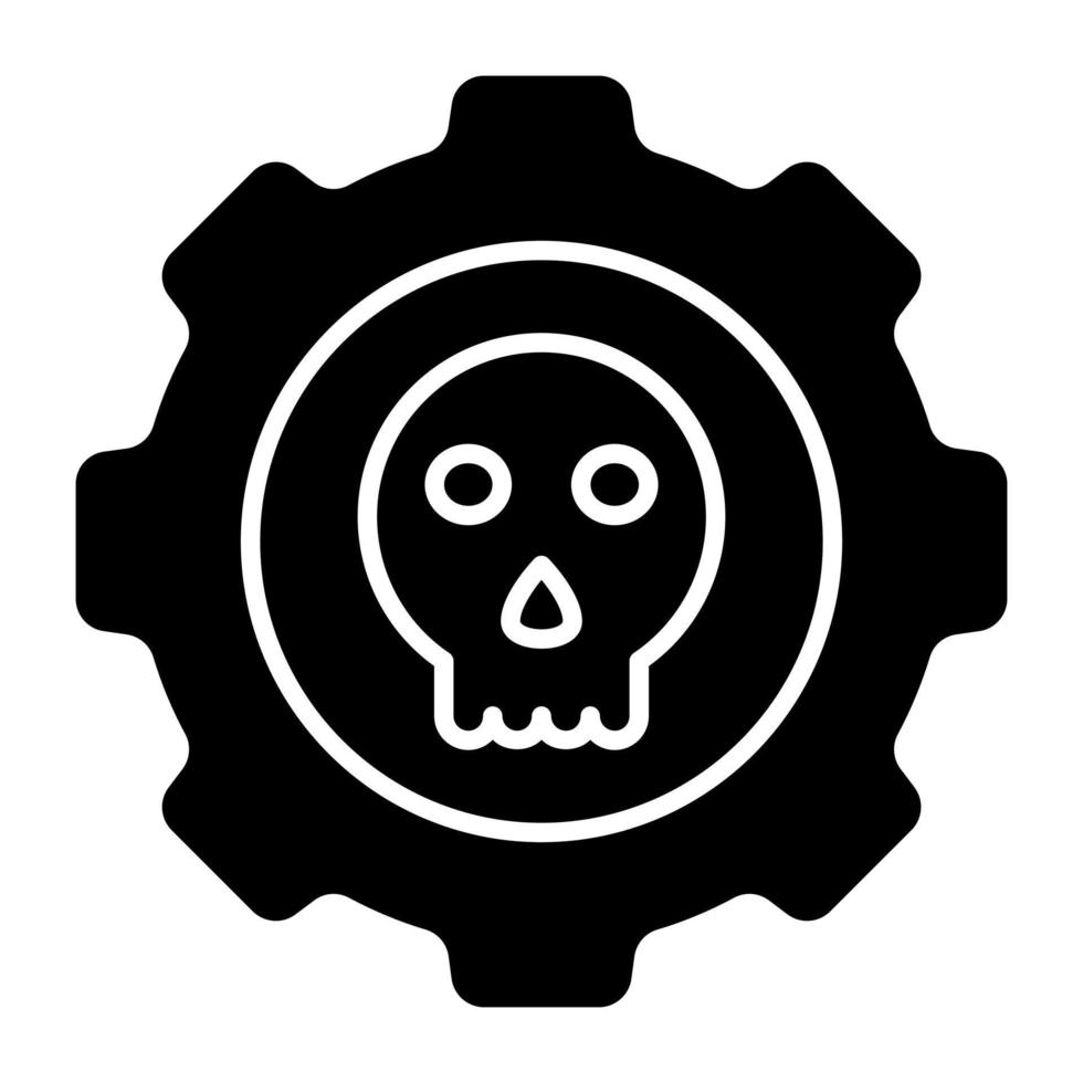 Skull inside gear, concept of hacking management vector