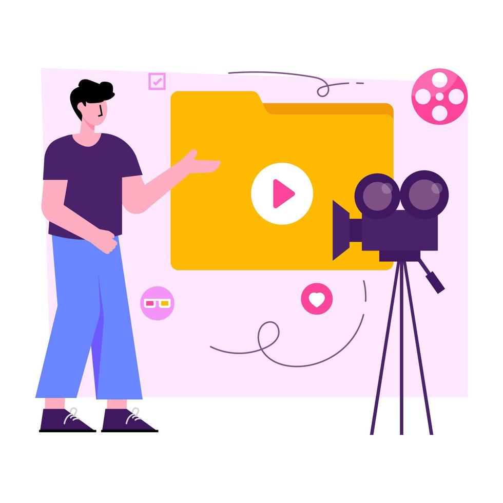 ilustración de diseño plano de carpeta de video vector