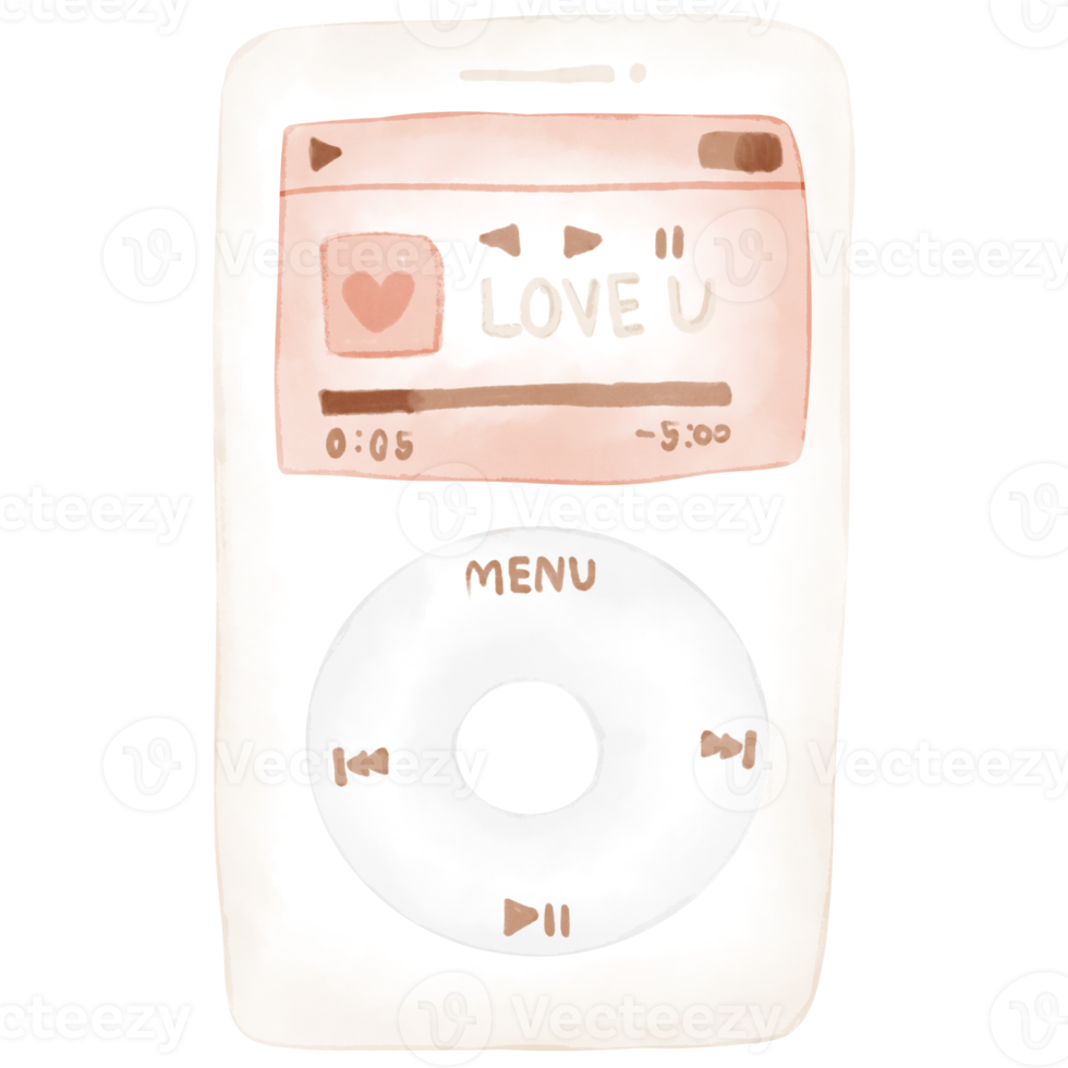 Music player watercolor illustration png