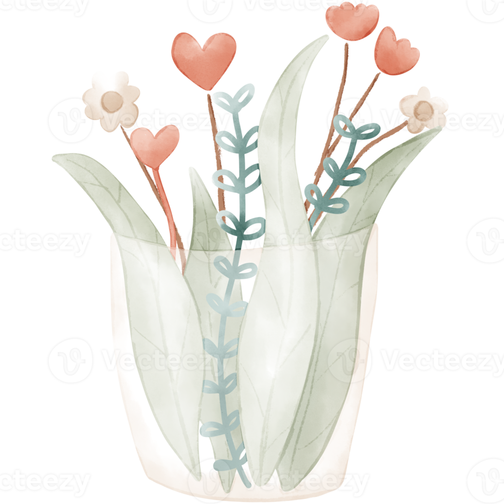 Vase of love and flowers png