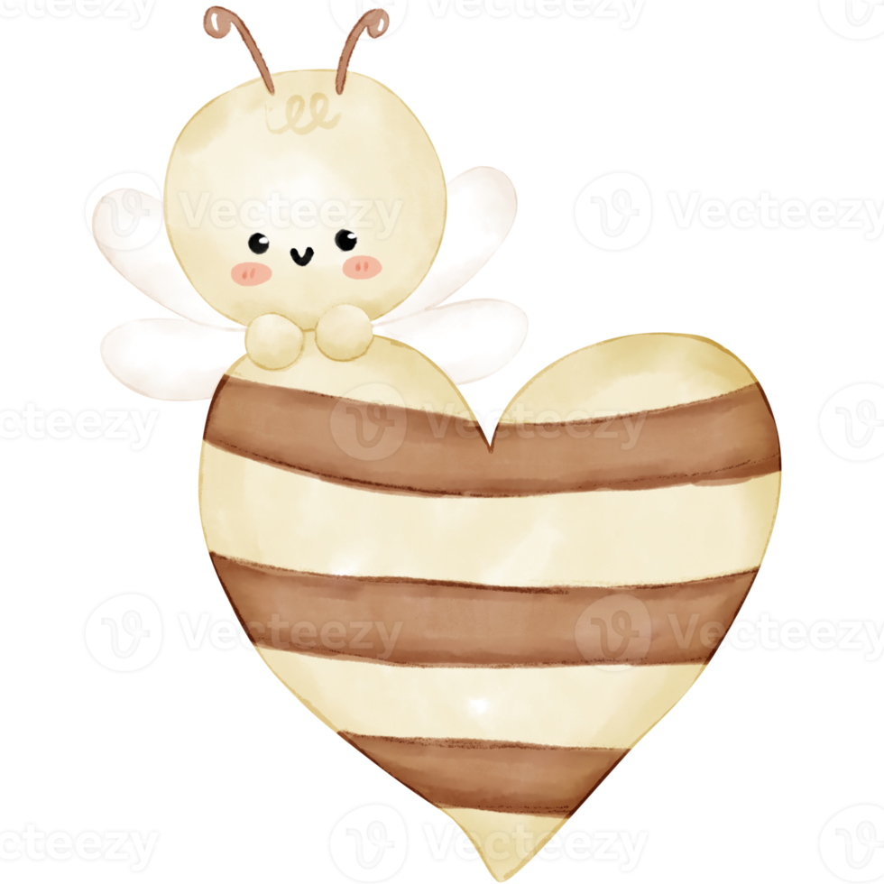 Cute bee watercolor illustration png