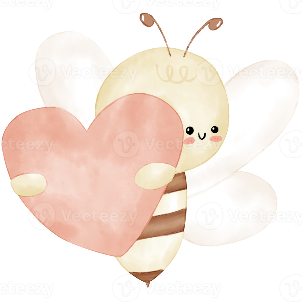 Cute bee watercolor illustration png