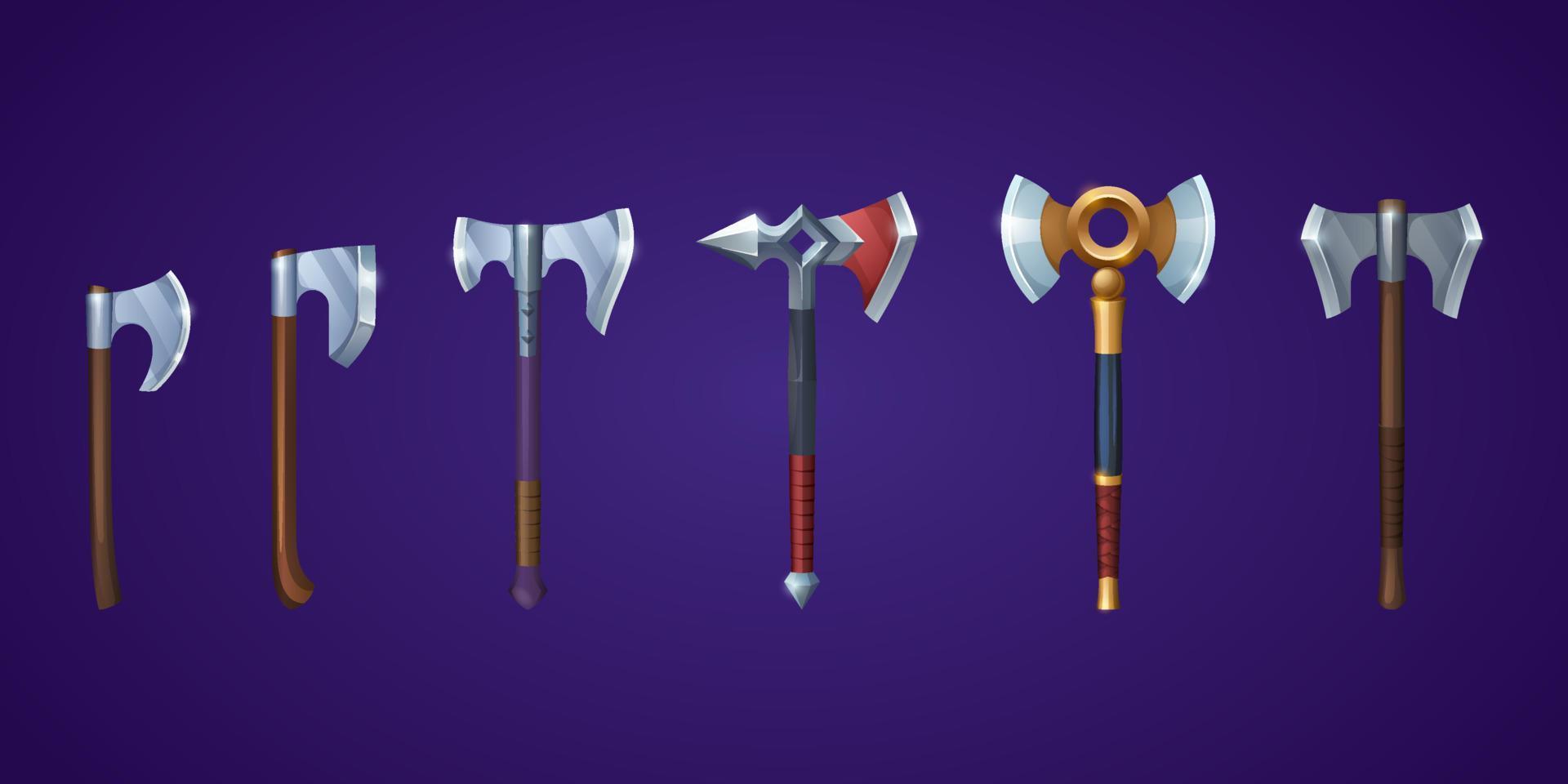 Viking axes for medieval battle game vector