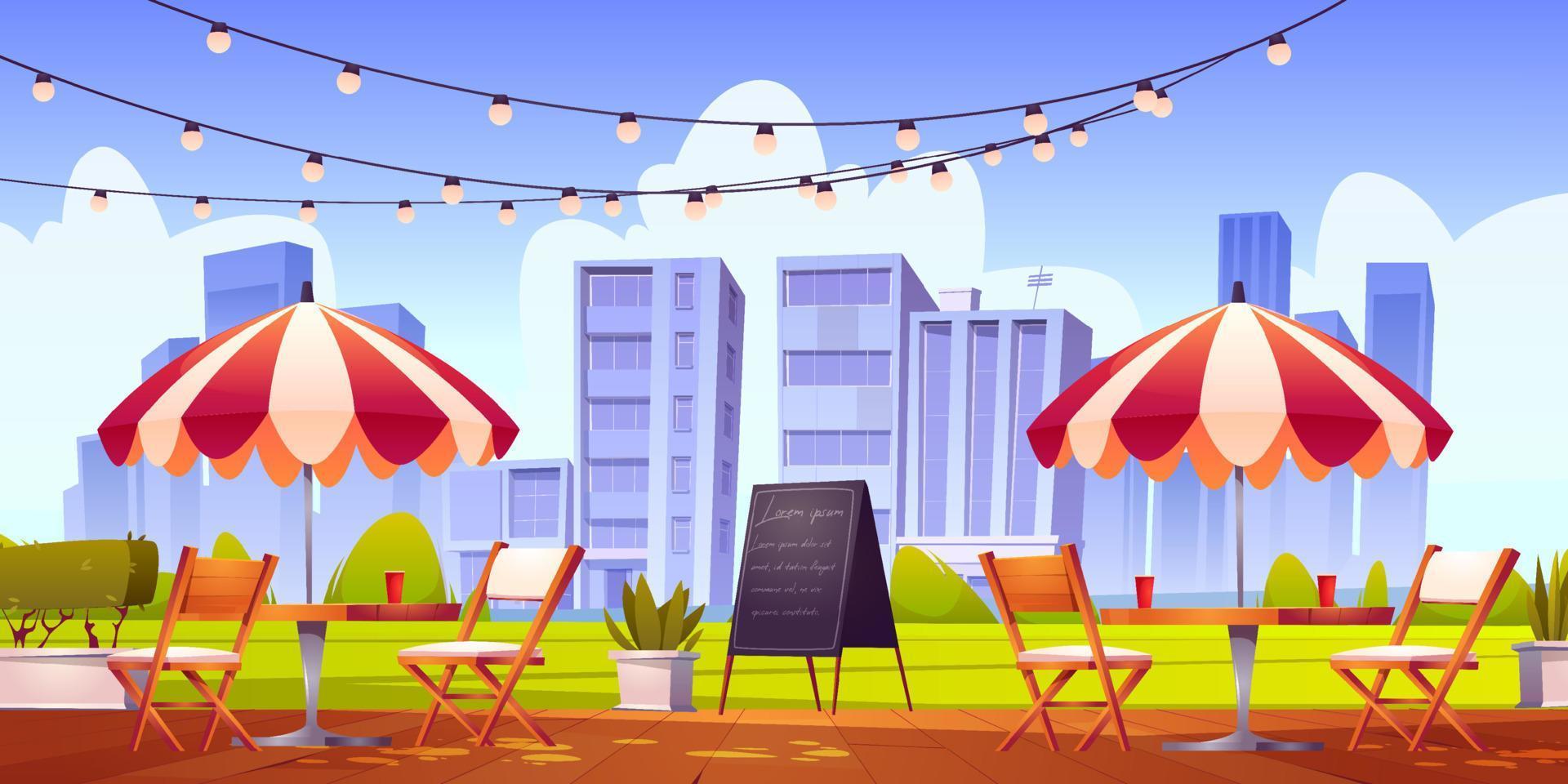 Summer cafe at outdoor terrace, city coffeehouse vector