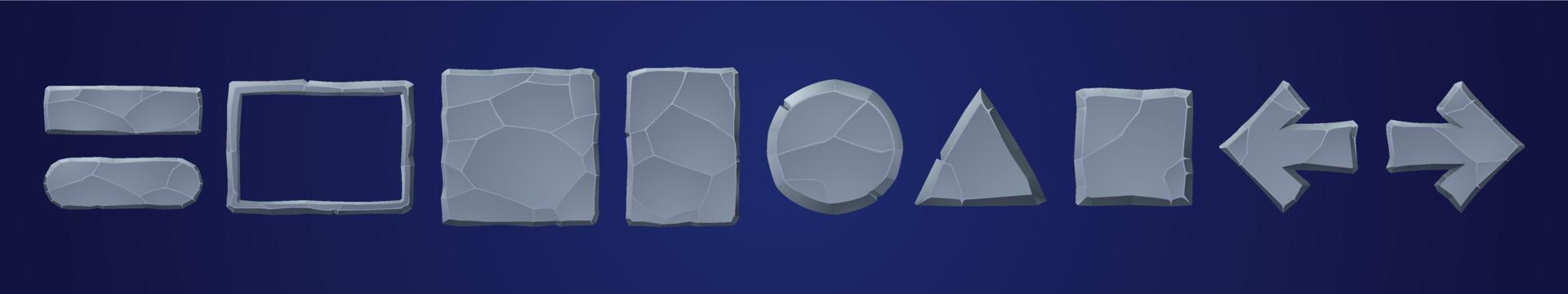 Stone game tablets, cartoon interface plaques set vector