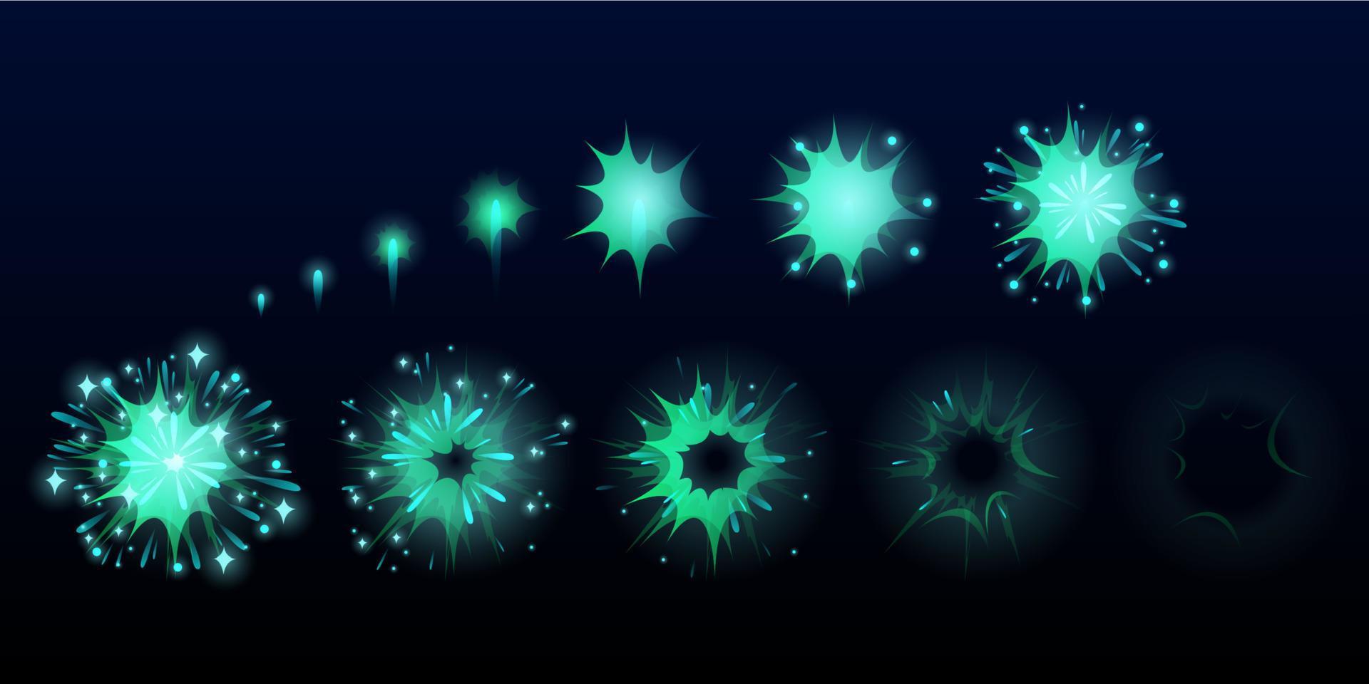 Fireworks explode effect for game animation, set vector