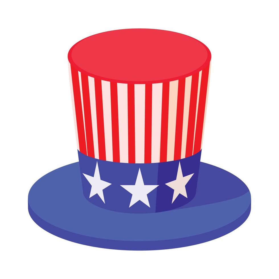 Hat in the USA flag colors icon, cartoon style vector