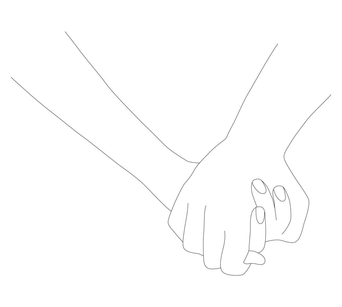 Holding hands. Palms in one line. Hands on a white isolated background. vector