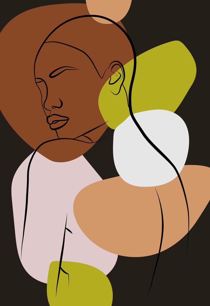 Beautiful African woman. Wall art in the style of Pop art. Colorful wall art. vector