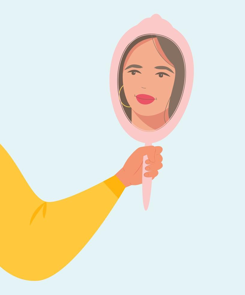 Portrait of a girl with long hair. Avatar for a social network. Student. A beautiful and happy young woman. vector