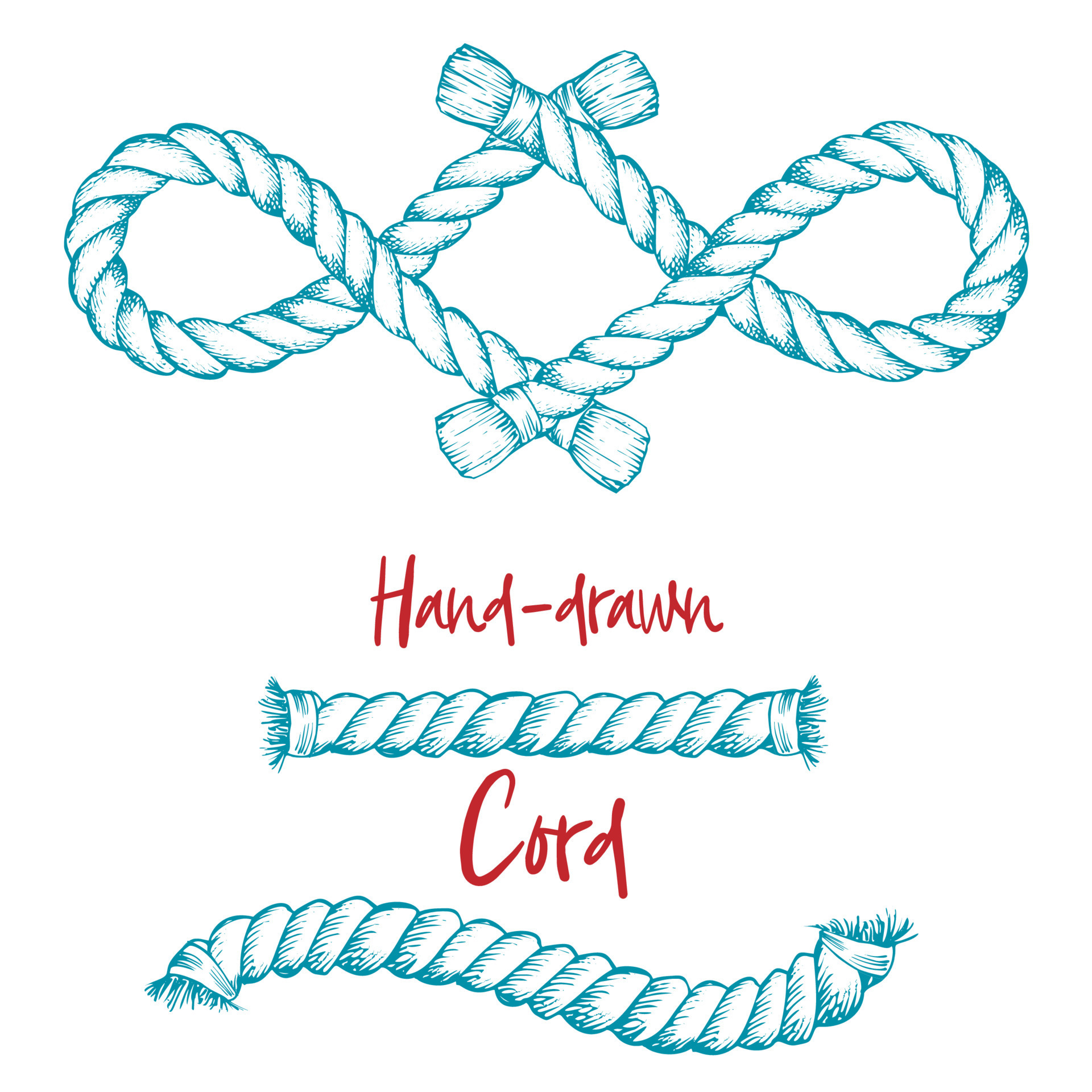 Hand-drawn cord frame in vintage engraving art style isolated on white