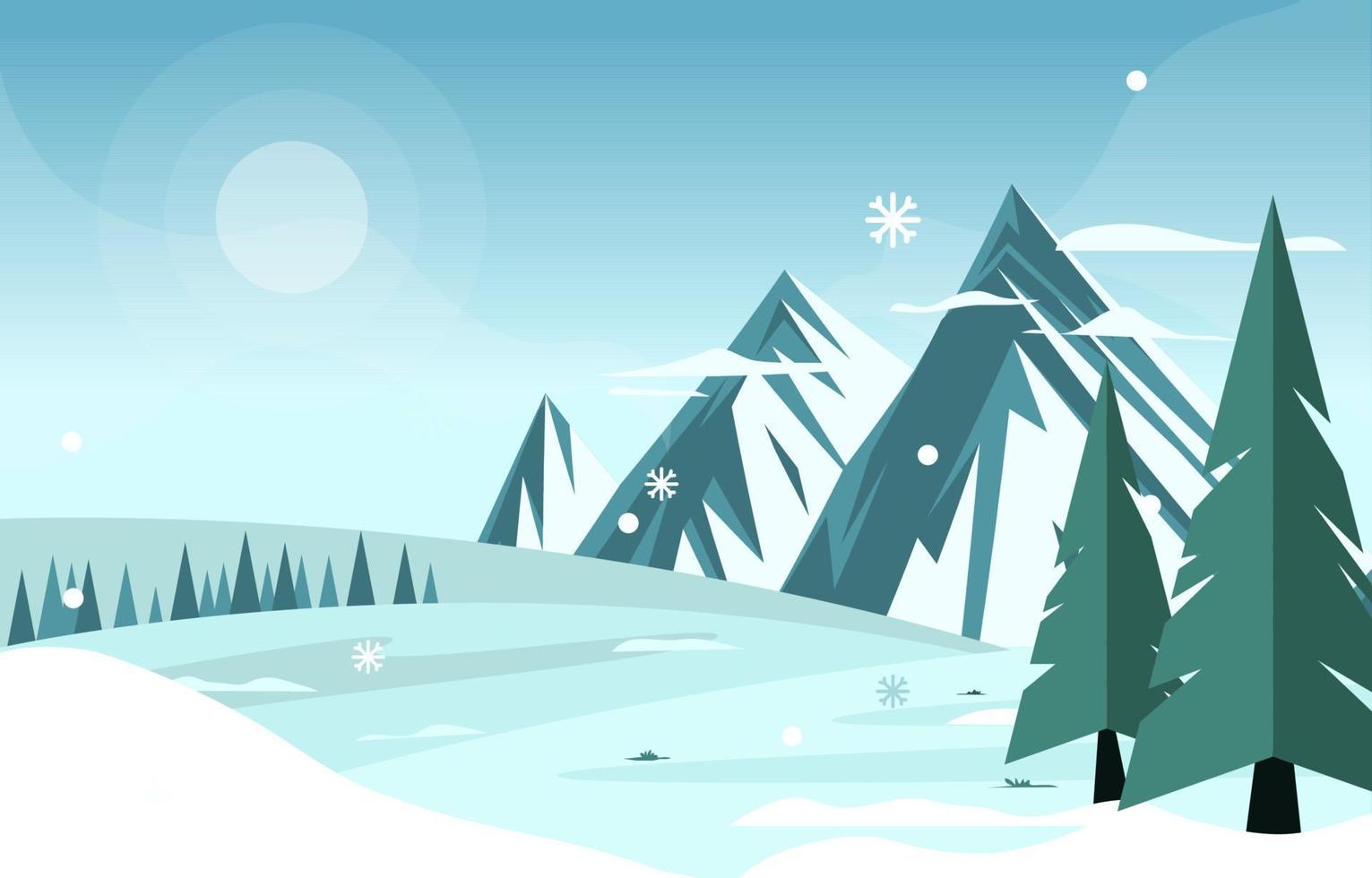 Beautiful Village House Mountain Winter Snow Landscape vector