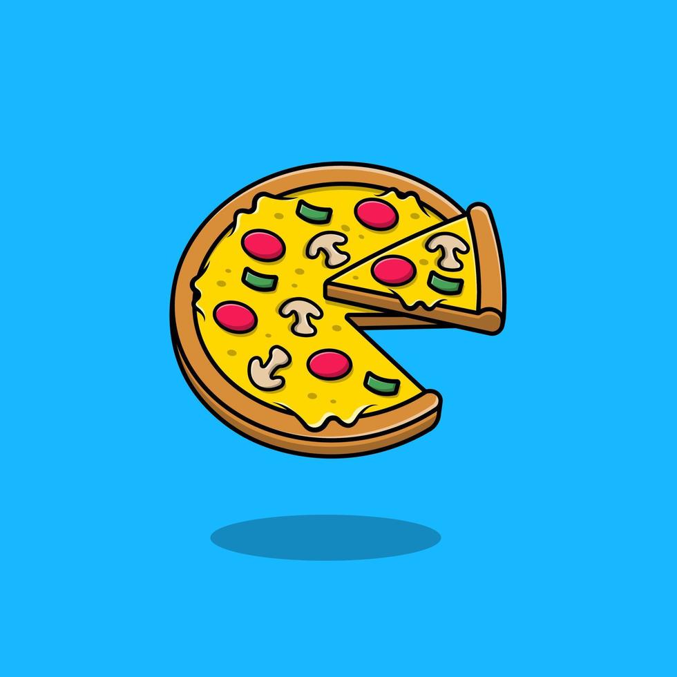 ilustración de iconos de vector de dibujos animados de pizza derretida. concepto de caricatura plana. adecuado para cualquier proyecto creativo.