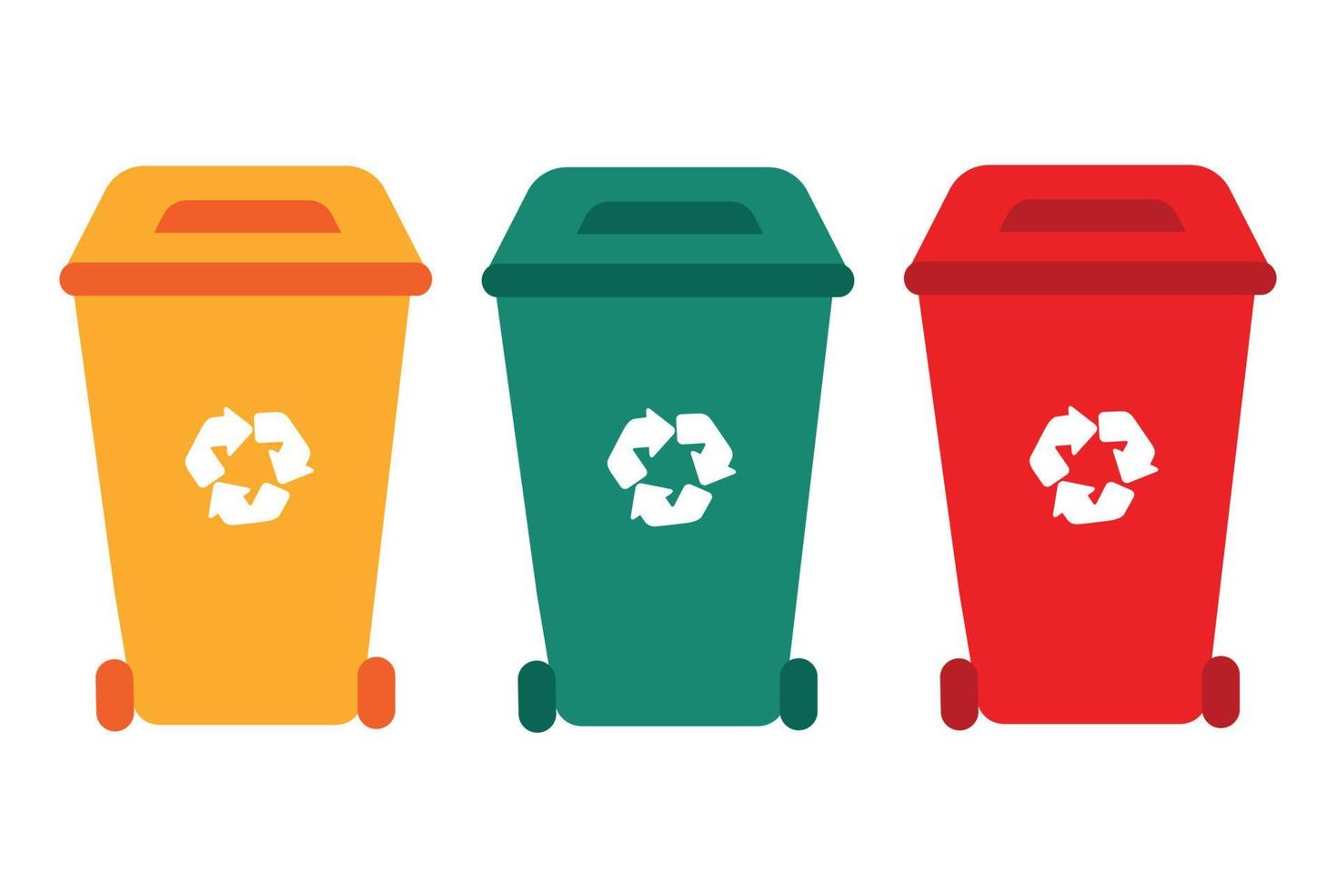 Colorful bins with recycle symbol, vector. Isolate on white background vector