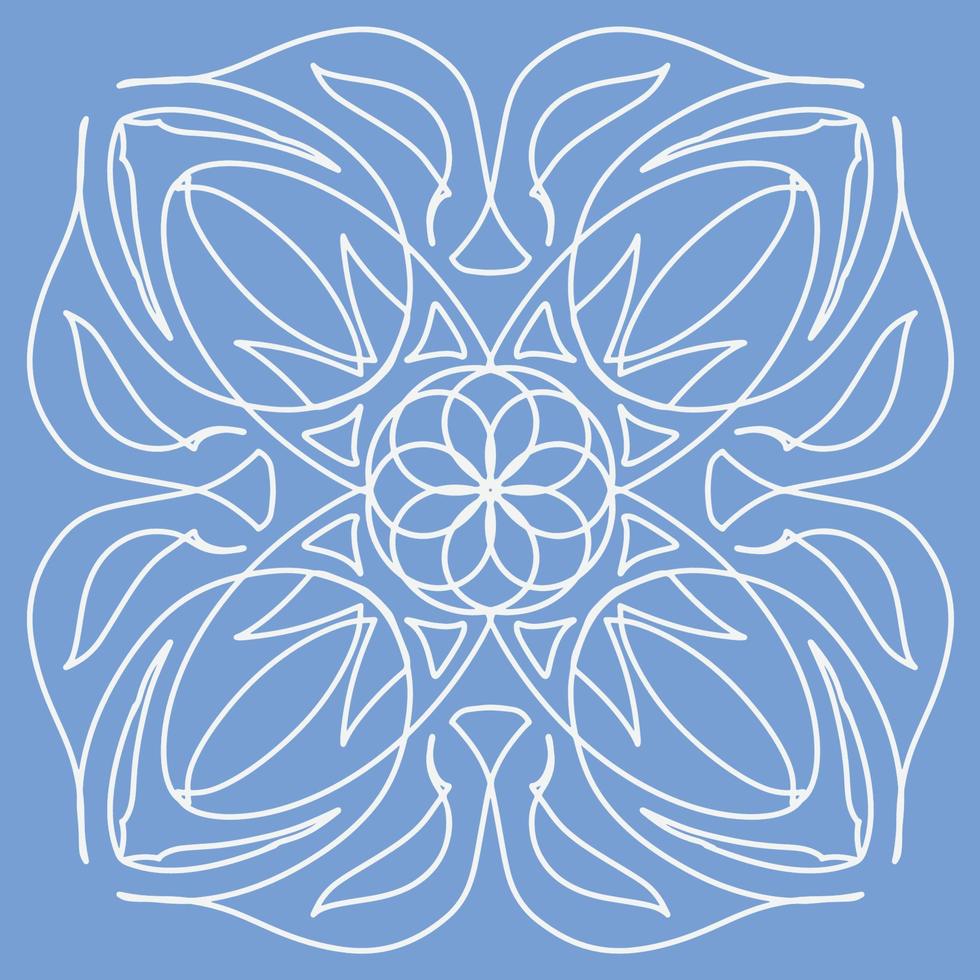 adorno decorativo sobre un fondo azul. copo de nieve. ilustración vectorial vector