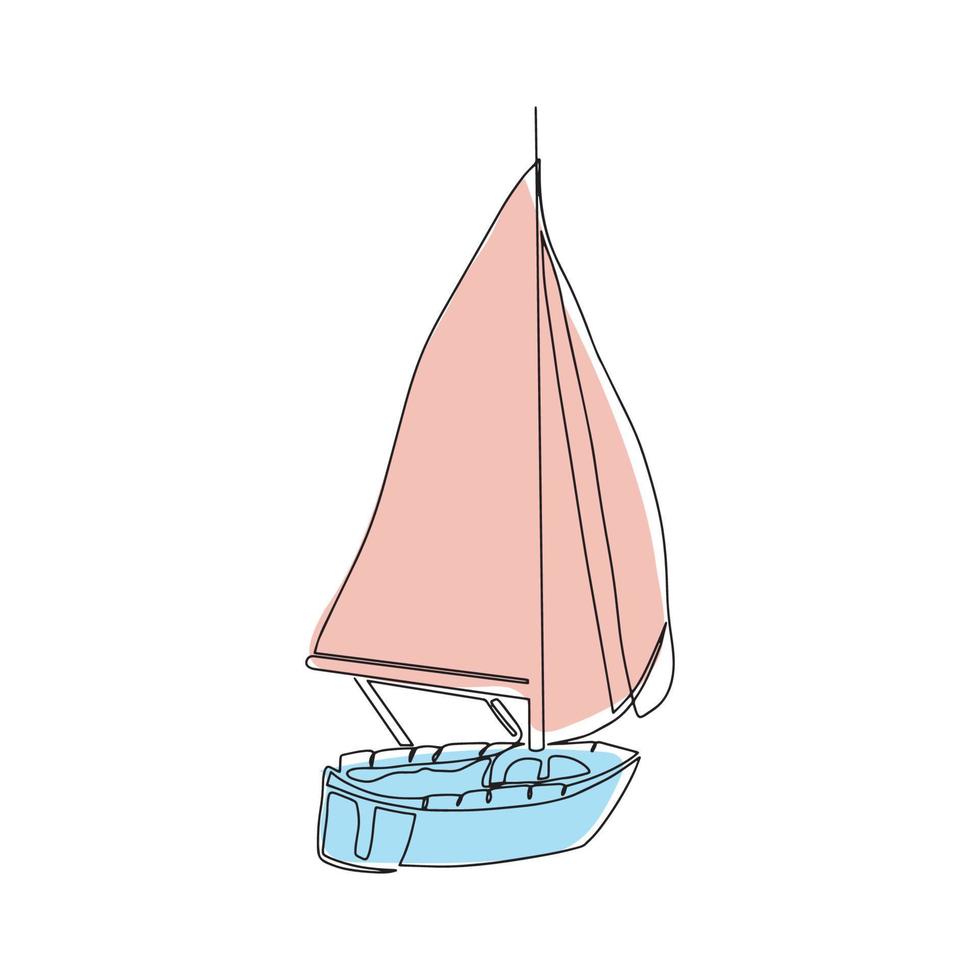 línea continua de un velero. icono de negocios. dibujo continuo de una línea de velero. ilustración vectorial vector