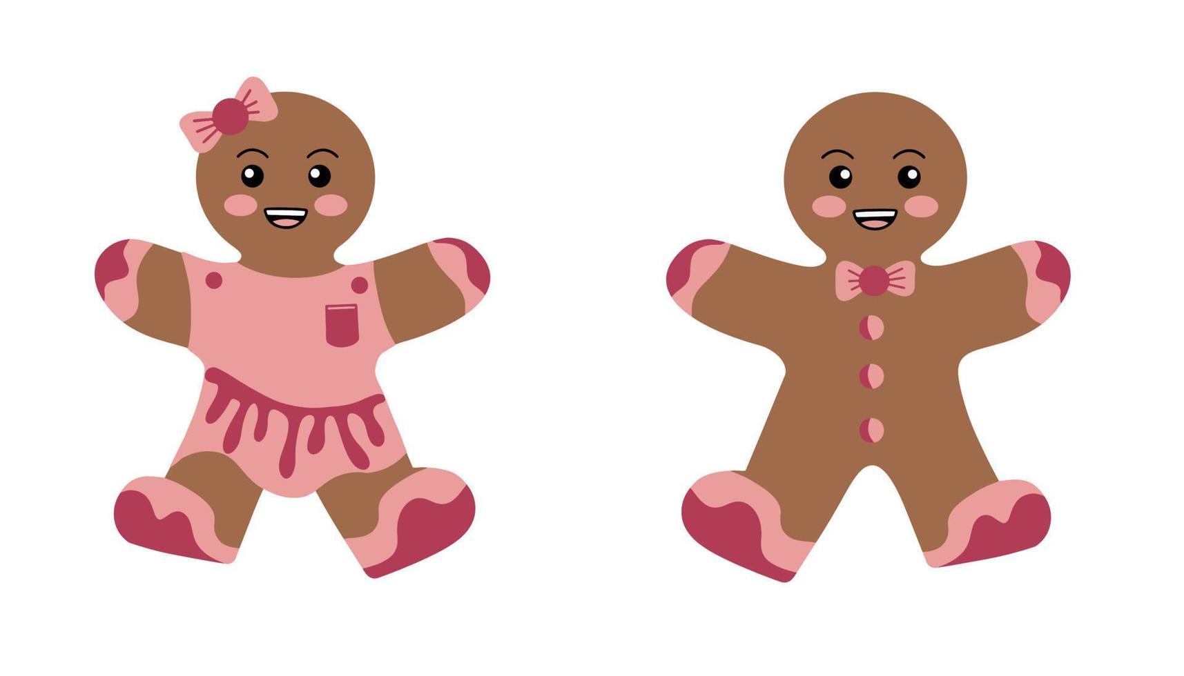 Festive cookies with a gingerbread man. Biscuits in the shape of a man with colored icing. Happy Christmas decoration. Happy Christmas. Celebration of New Year and Christmas. vector