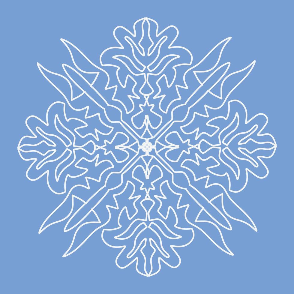 Decorative ornament on a blue background. Snowflake. Vector illustration.