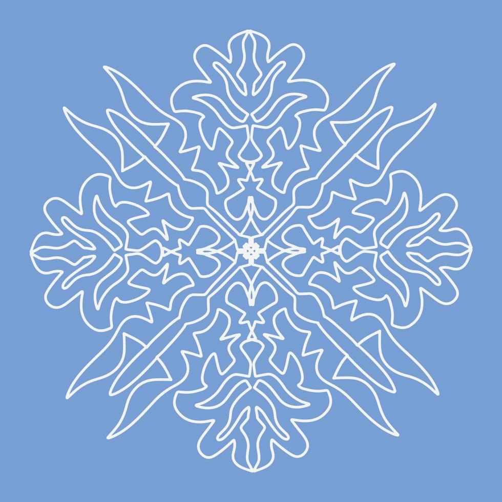 Decorative ornament on a blue background. Snowflake. Vector illustration.