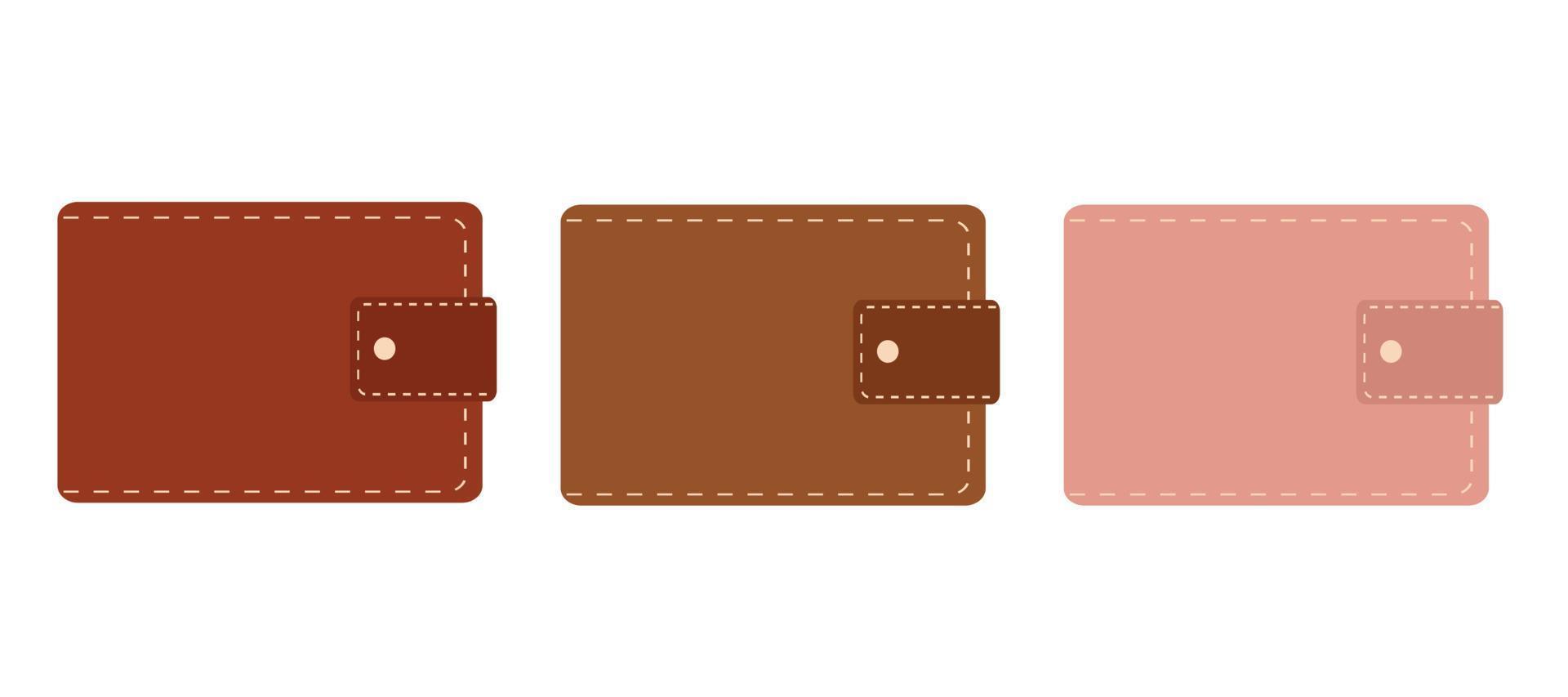 conjunto de iconos de billetera multicolor. billetera de cuero. aislado sobre fondo blanco. vector