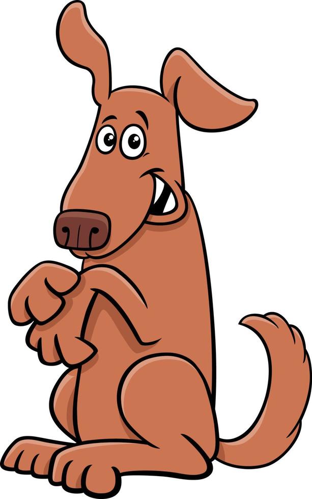 happy cartoon brown dog comic animal character vector